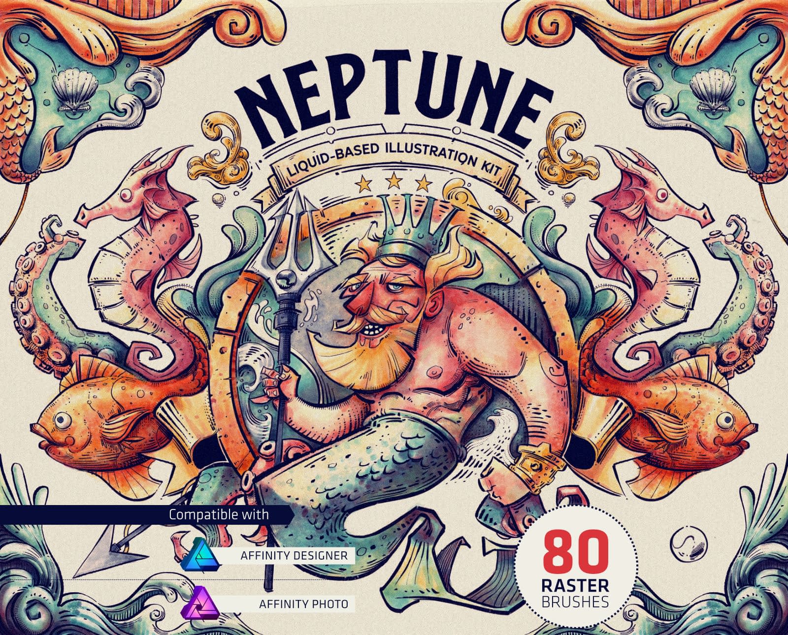 Neptune Illustration Kit for Affinity | Frankentoon Studio