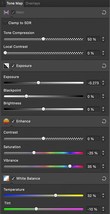 Affinity Photo Tone Maps Panel